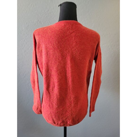 Madewell Wool Alpaca Blend Red Orange 3/4 Button Sweater Womens XS Waffle - Picture 7 of 13